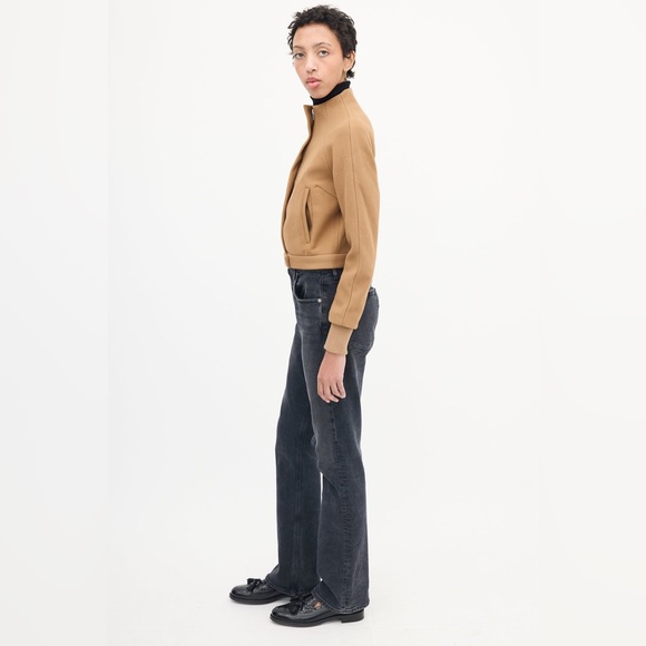 Jason Wu Camel/Tan Snap Button & Zip Crop Bomber Jacket - Picture 4 of 6